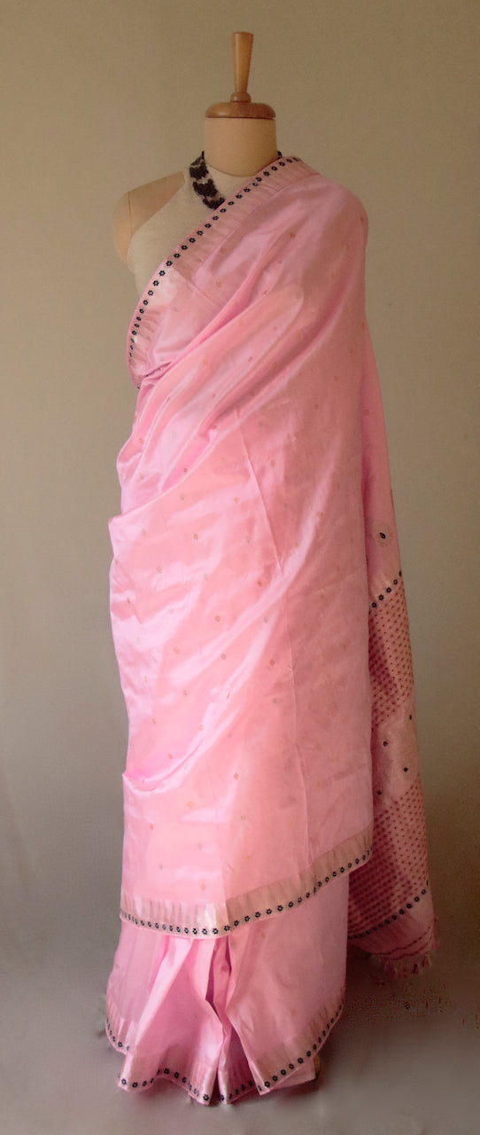 Soft Pink Colour Handloom Mulberry Silk Saree from Assam