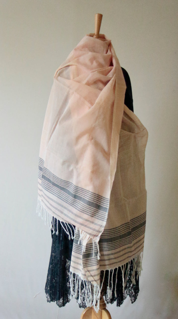 Natural Dyed Stripe Scarf / Dupatta in Handwoven Cotton