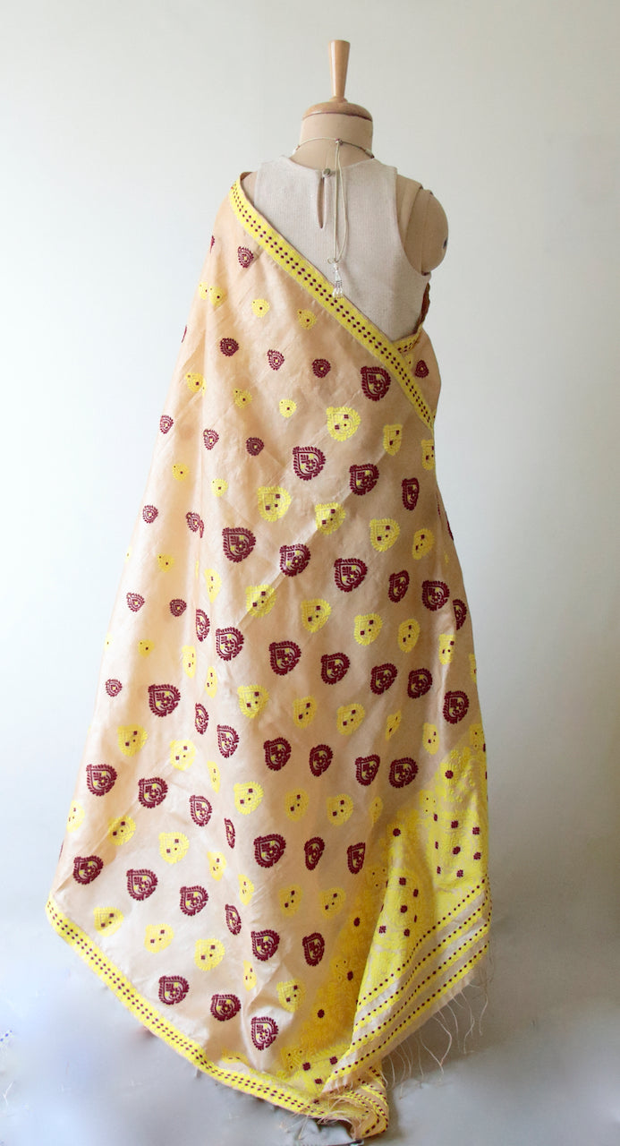 Handloom Tassar Silk Saree with traditional motifs from Assam