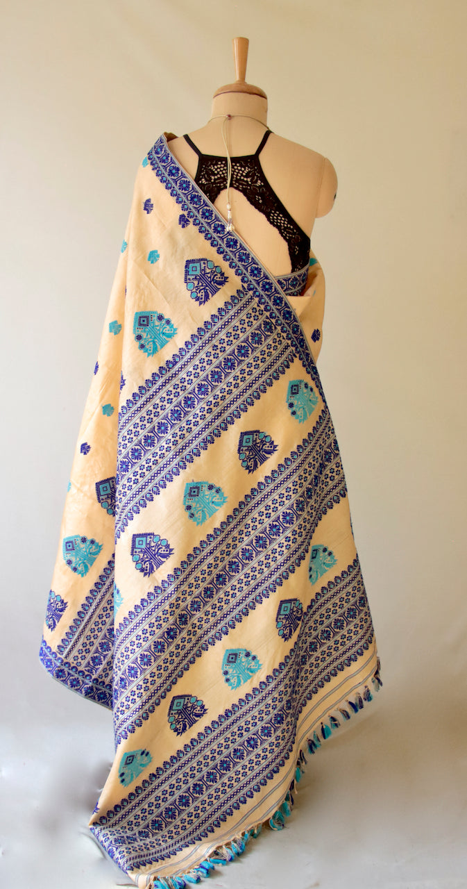 Tassar Silk Handloom Saree from Assam -Made to order Only