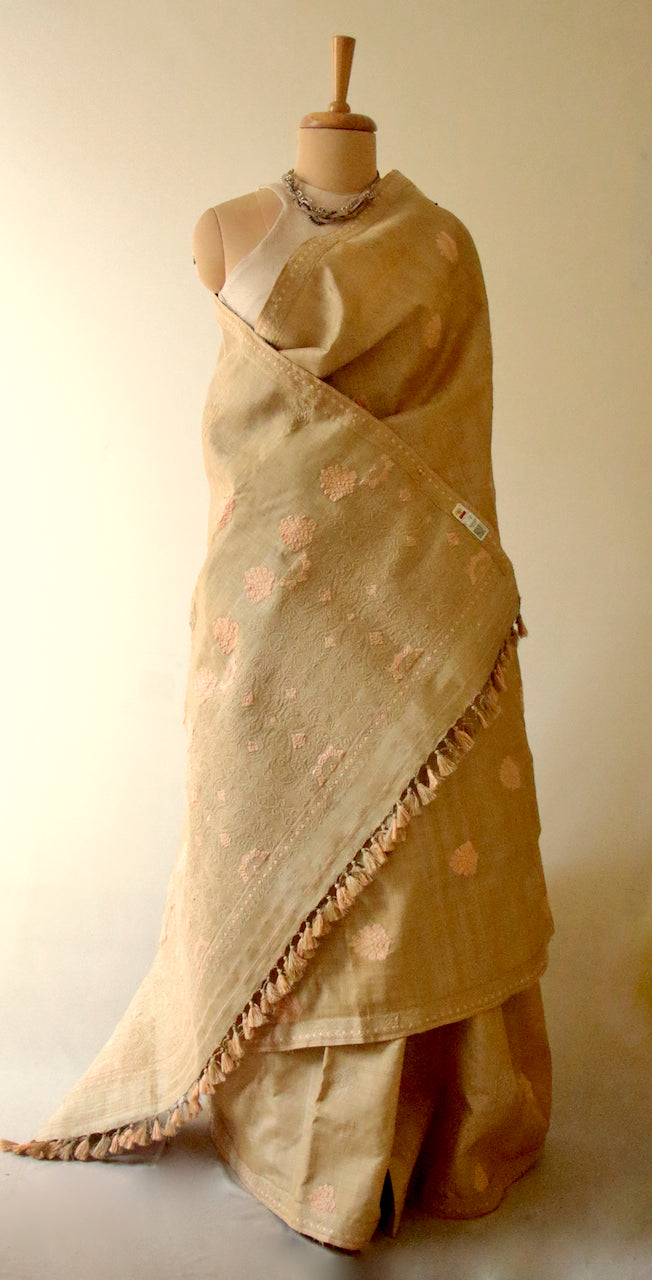 Handloom Authentic Muga Silk Sari from Assam , India