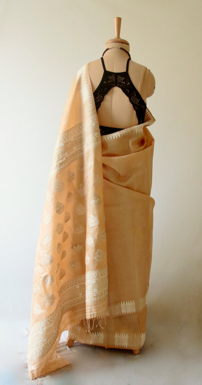 Elegant Tassar Silk Saree with traditional motifs from Assam