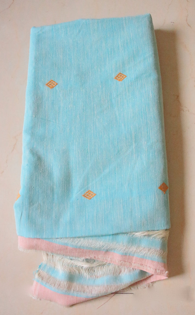 Eri Silk by Cotton Handwoven fabric for dress material - 3 Meters and 36" width