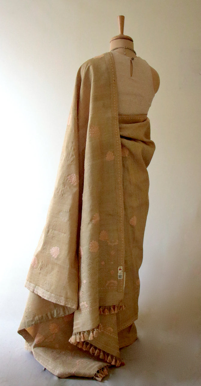 Handloom Authentic Muga Silk Sari from Assam , India