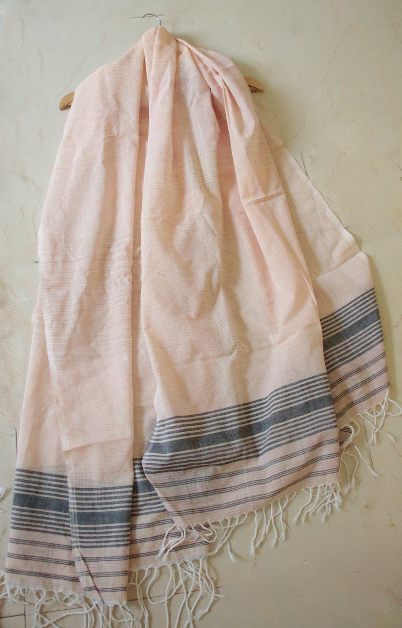 Natural Dyed Stripe Scarf / Dupatta in Handwoven Cotton