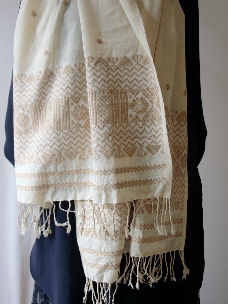 Handwoven Eri Silk Stole / Scarf in natural colours from Assam