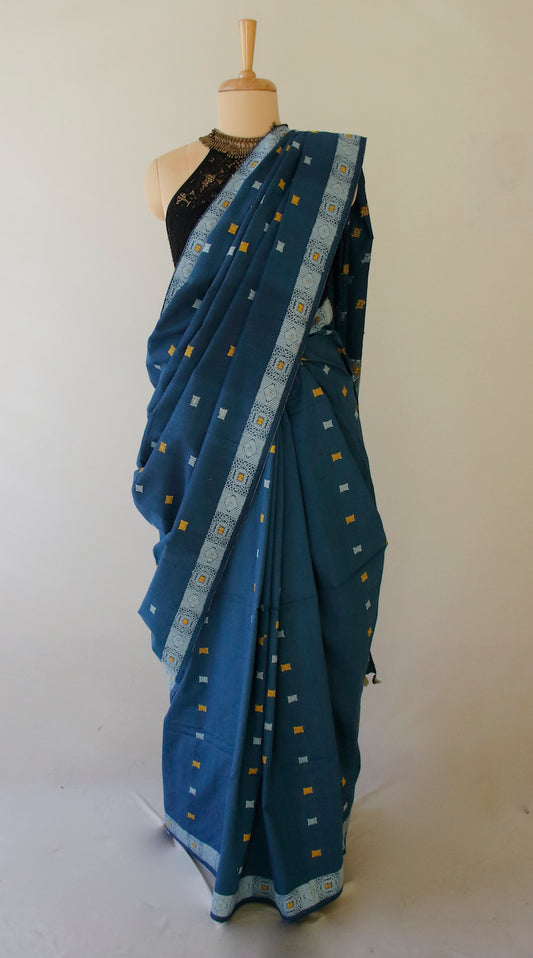 Natural Indigo Dyed Handloom Silk Saree from Assam
