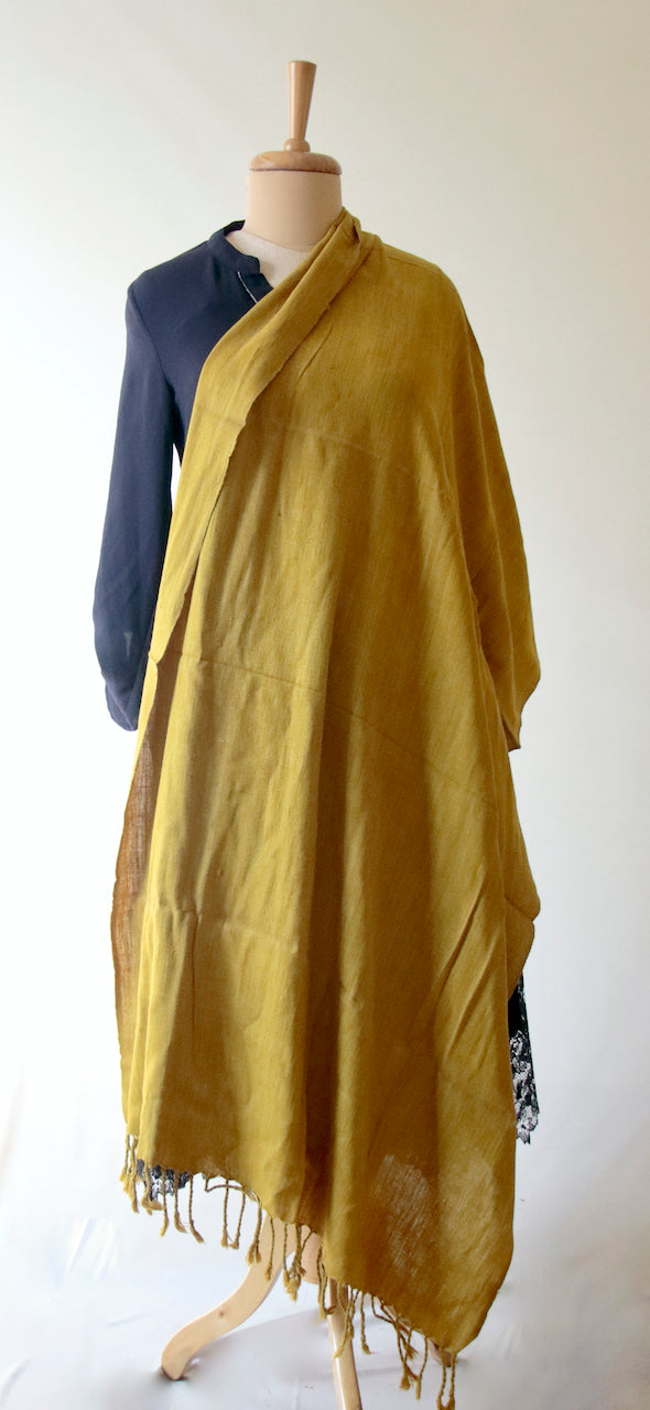 Natural Dyed Hand Spun / Handwoven Eri silk Shawl