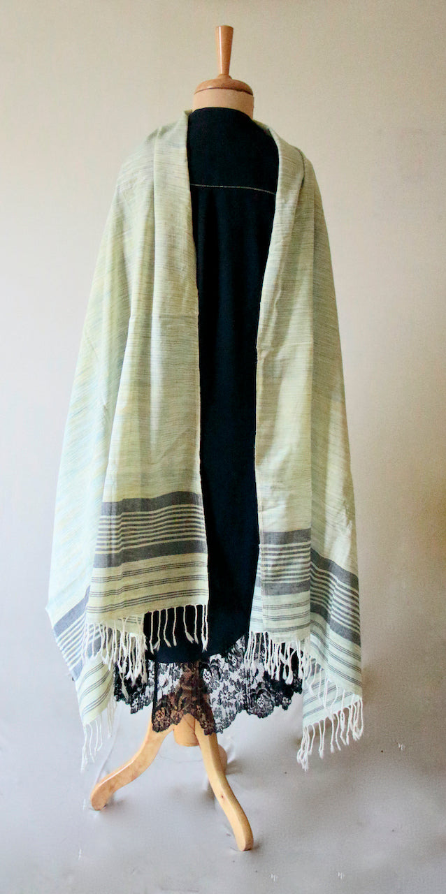 Natural Dyed Stripe Scarf / Dupatta in Handwoven Cotton