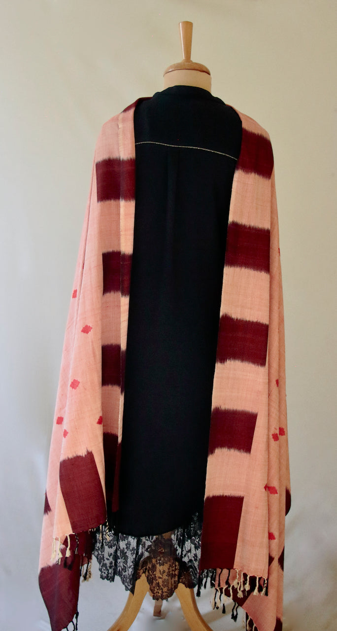 Handwoven Ikat Weave Eri Silk  Wrap / Dupatta from Assam
