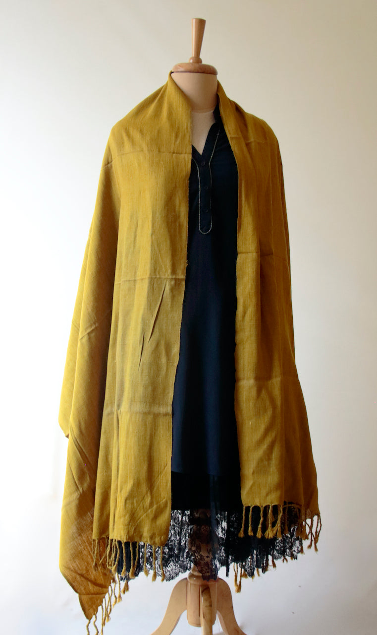 Natural Dyed Hand Spun / Handwoven Eri silk Shawl