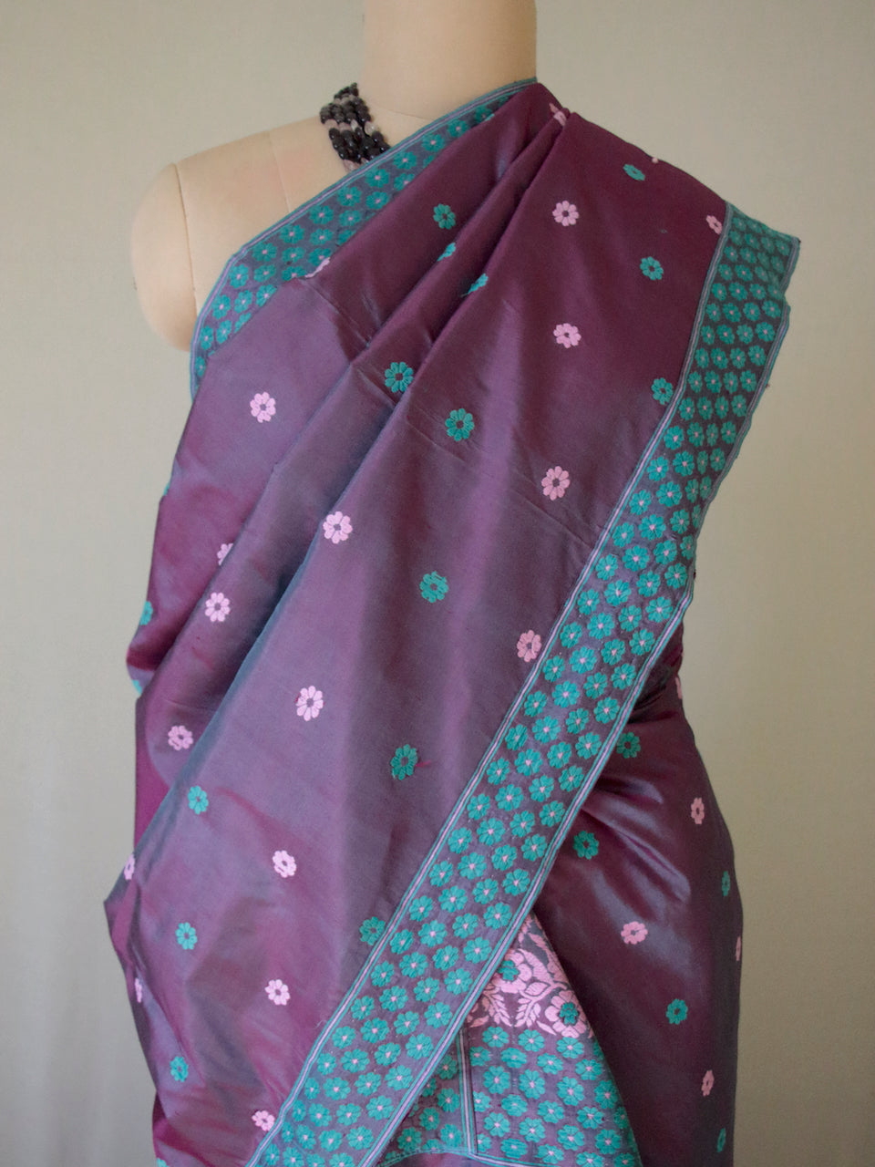 Purple Two tone Traditional Mekhela Chador Set from Assam