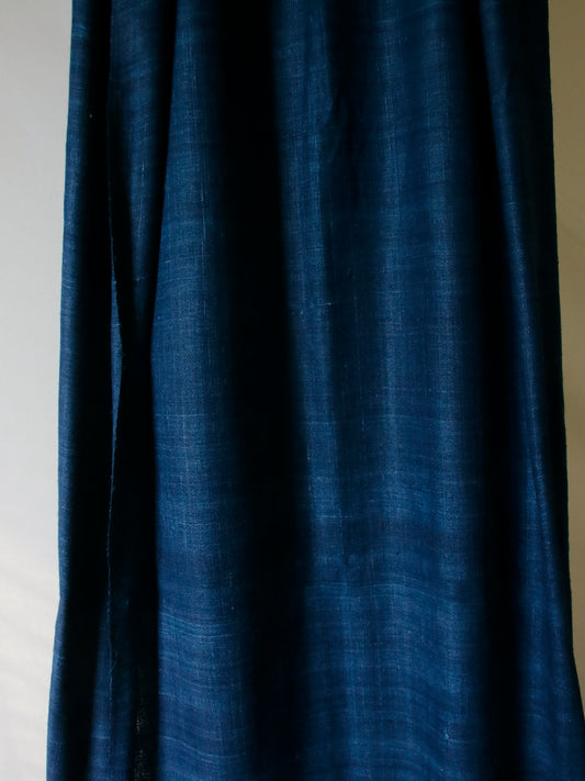 Indigo Hand Spun / Handwoven Eri Silk Fabric - 36" Width / Natural Assam Indigo Dyed