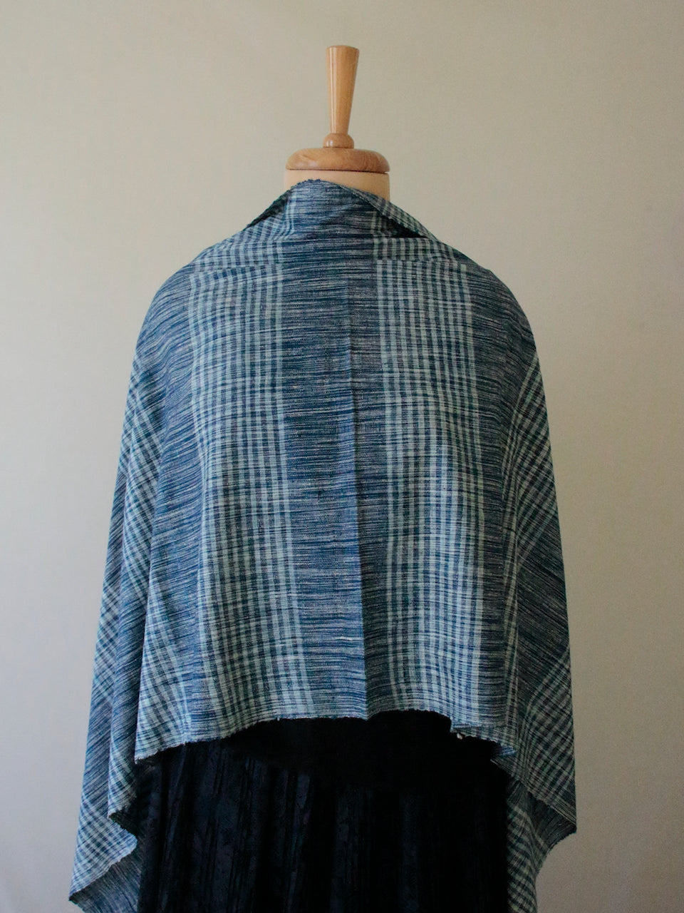 Indigo Natural Dyed Check and Stripe Handloom Eri Silk Stoles / Scarfs from Assam