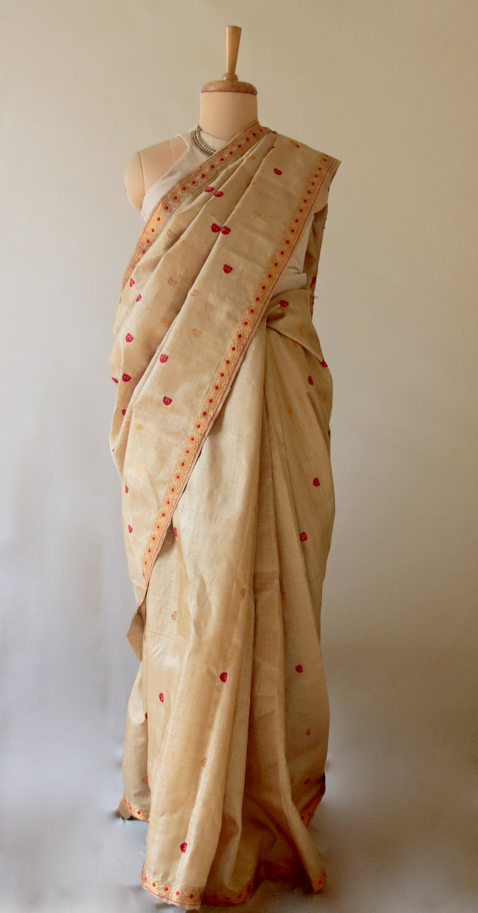 Handloom Traditional Design Muga Silk Saree from Assam- Made to Order