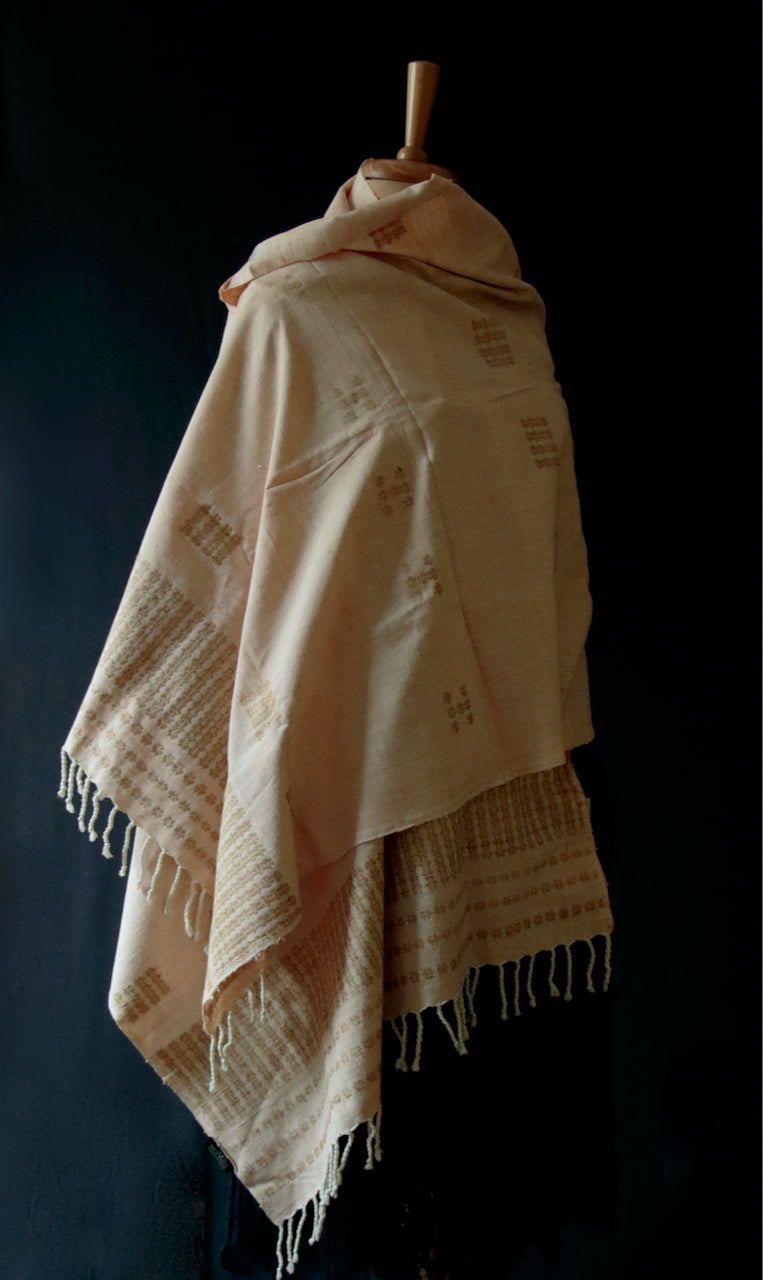 Light Peach Colour Natural Dyed Hand woven Eri Silk Shawl / Dupatta