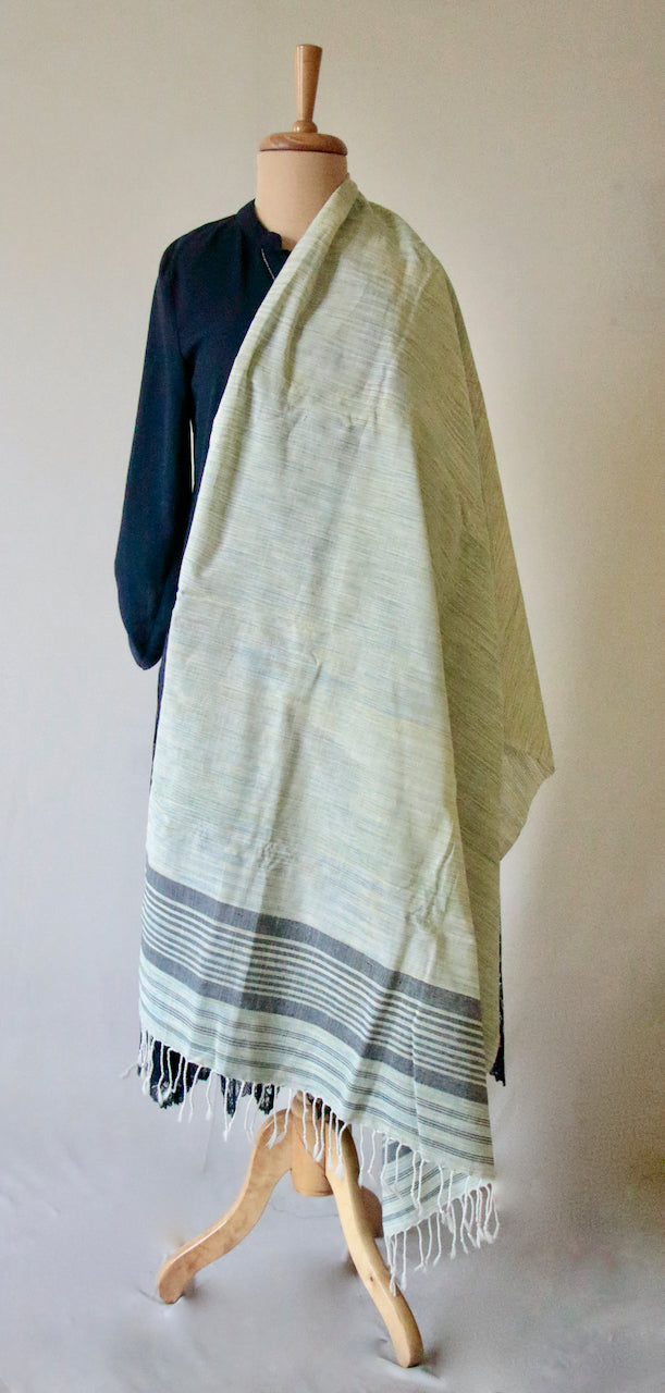 Natural Dyed Stripe Scarf / Dupatta in Handwoven Cotton