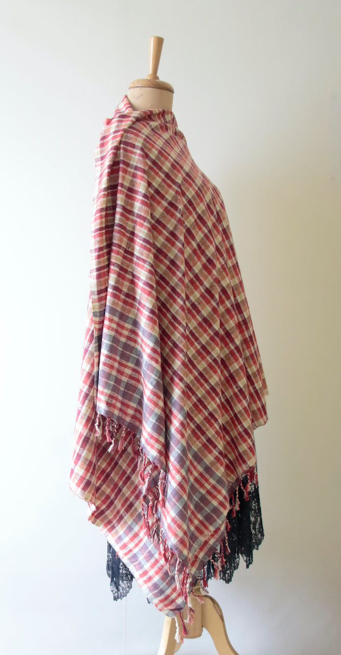 Handloom hundred percent Eri Silk Shawl in Check Pattern from Assam , India