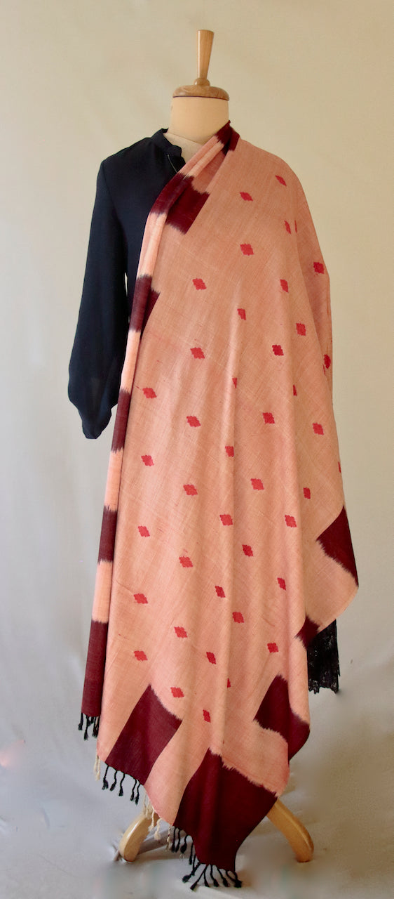 Handwoven Ikat Weave Eri Silk  Wrap / Dupatta from Assam