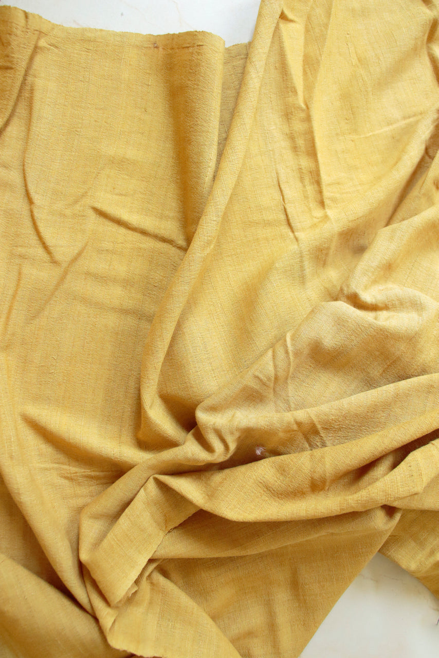 Handloom Turmeric dyed Hundred percent Eri Silk / Ahimsa silk by yard / Made from Hand Spun Yarns