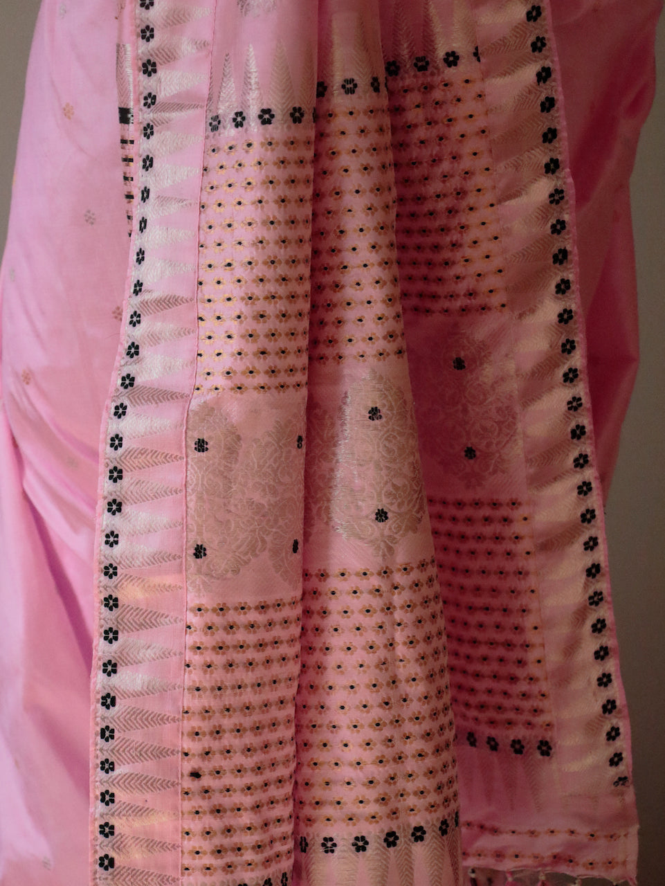 Soft Pink Colour Handloom Mulberry Silk Saree from Assam