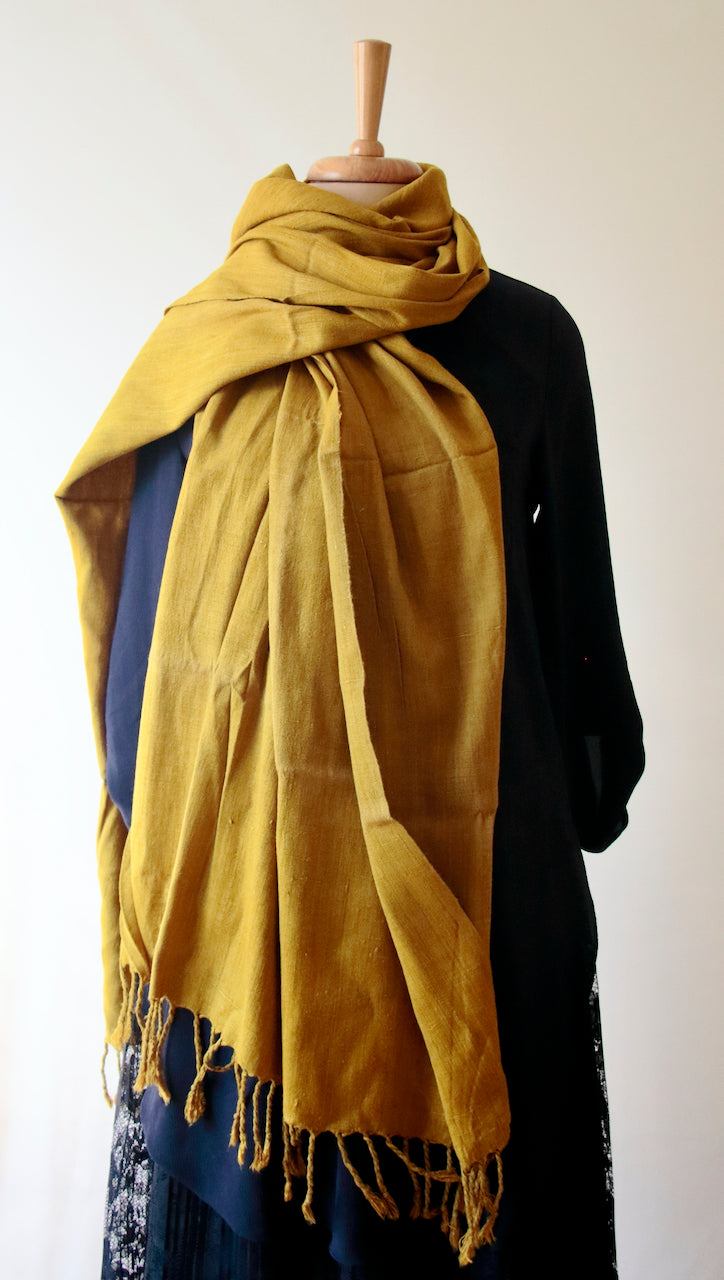 Natural Dyed Hand Spun / Handwoven Eri silk Shawl