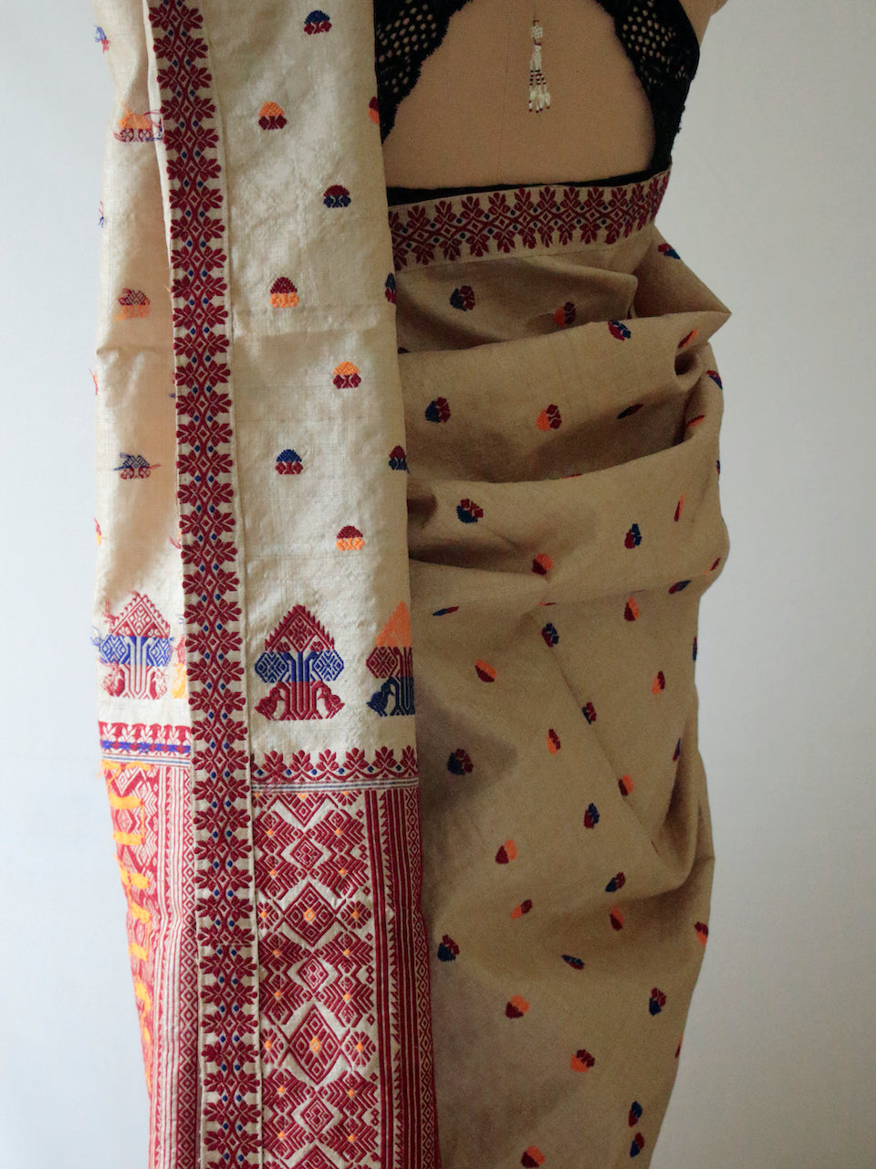 Handloom Classic Traditional Design Muga Silk Saree -Made to Order