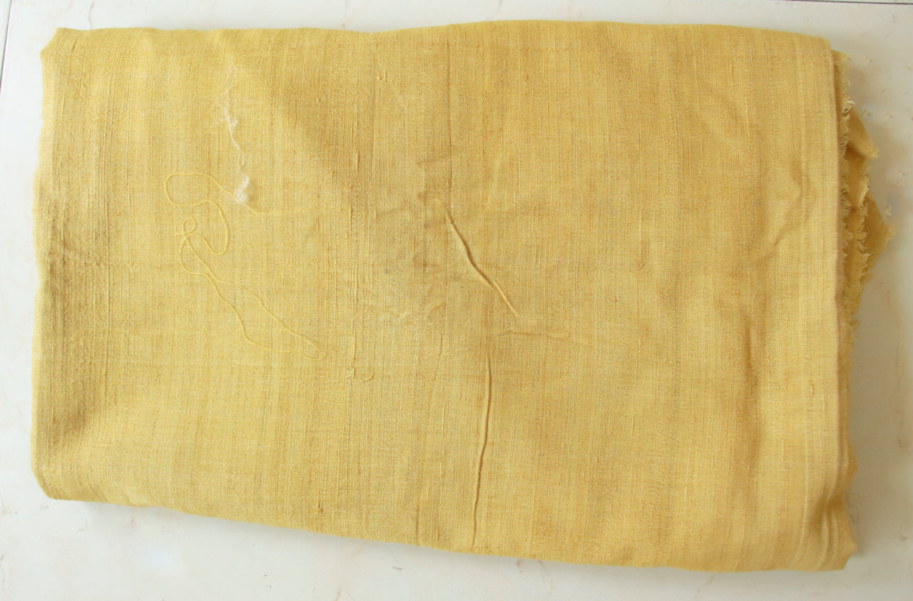 Handloom Turmeric dyed Hundred percent Eri Silk / Ahimsa silk by yard / Made from Hand Spun Yarns