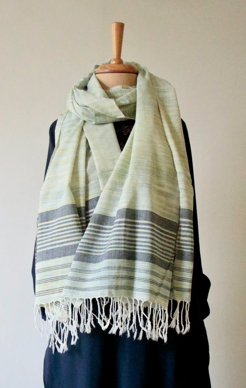 Natural Dyed Stripe Scarf / Dupatta in Handwoven Cotton