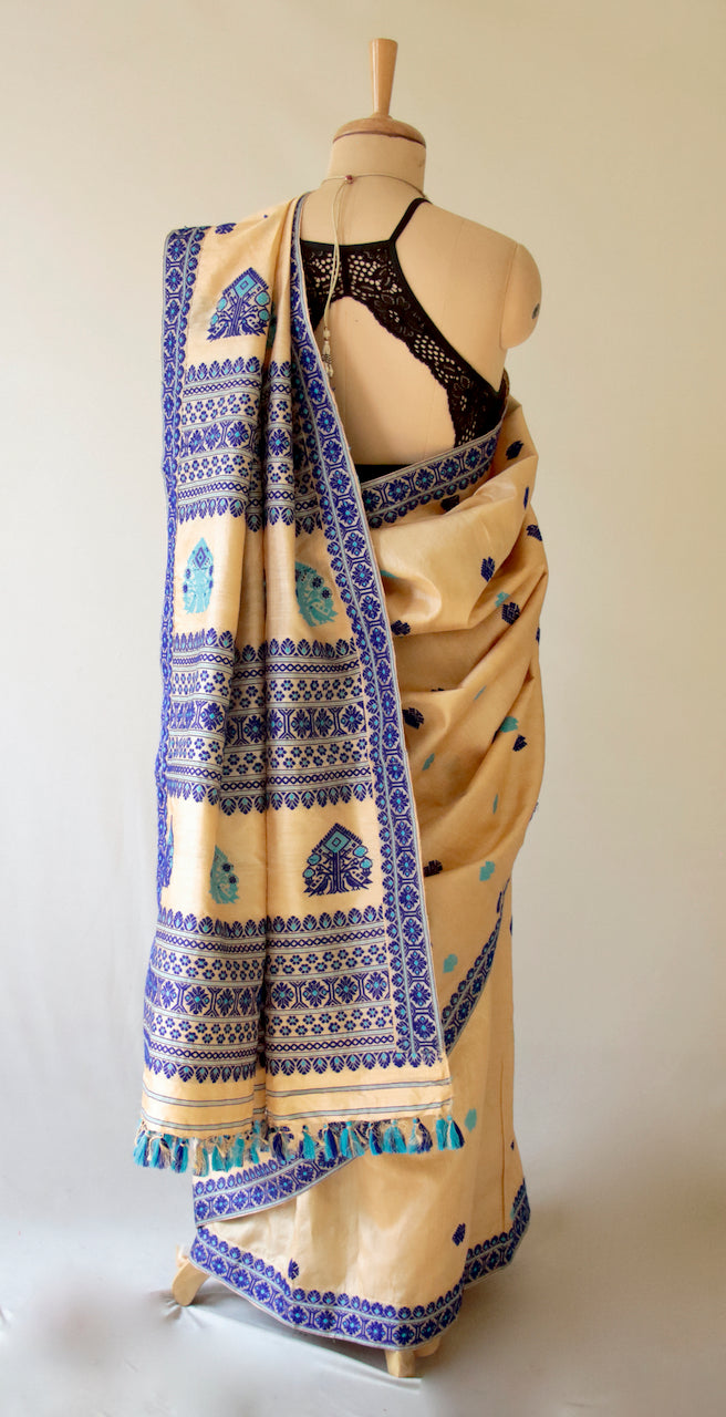 Tassar Silk Handloom Saree from Assam -Made to order Only