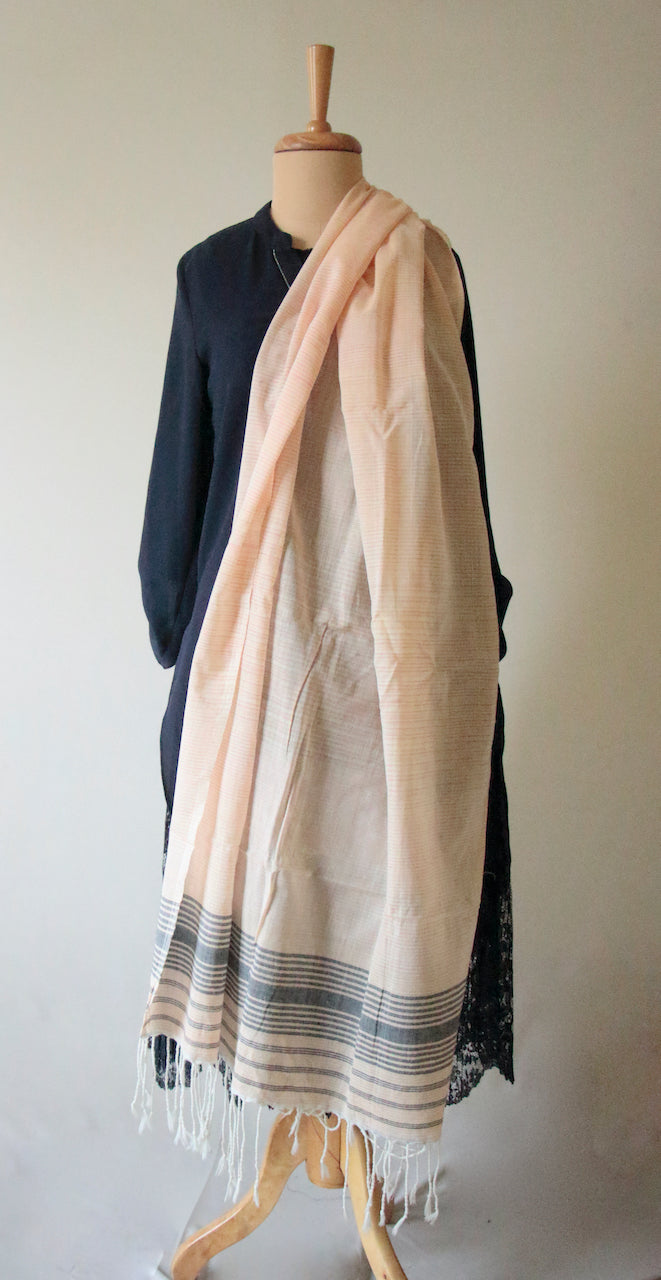 Natural Dyed Stripe Scarf / Dupatta in Handwoven Cotton