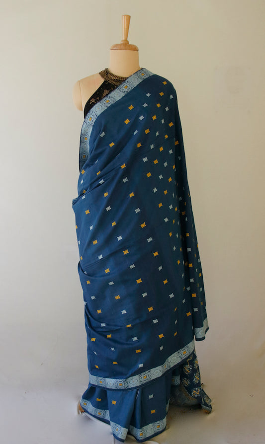 Natural Indigo Dyed Handloom Silk Saree from Assam
