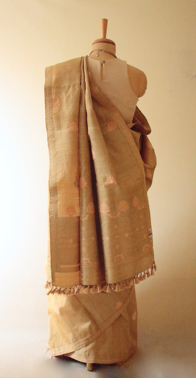 Handloom Authentic Muga Silk Sari from Assam , India