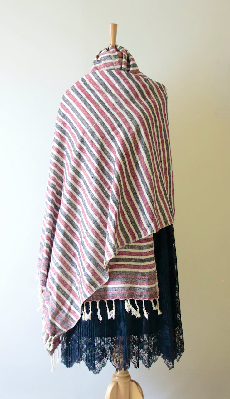 Handloom hundred percent Stripe Eri Silk Shawl from Assam , India