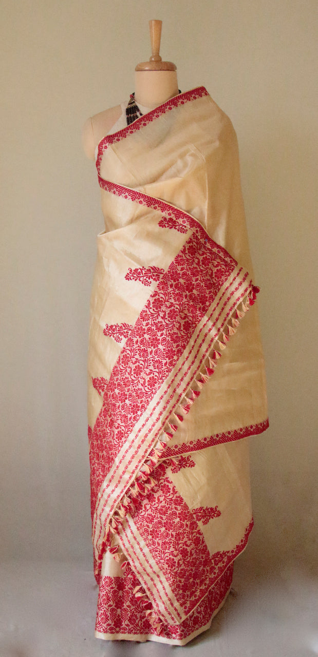 Tassar Silk Handloom Traditional Mekhla Chador Set from Assam