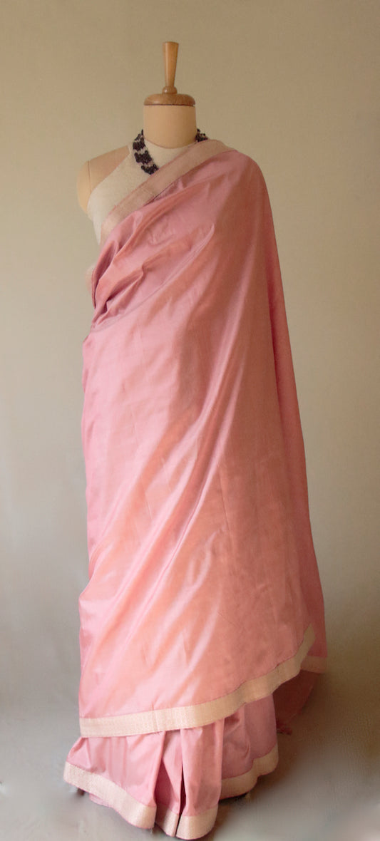 Soft Peach Colour Handloom Mulberry Silk Saree from Assam