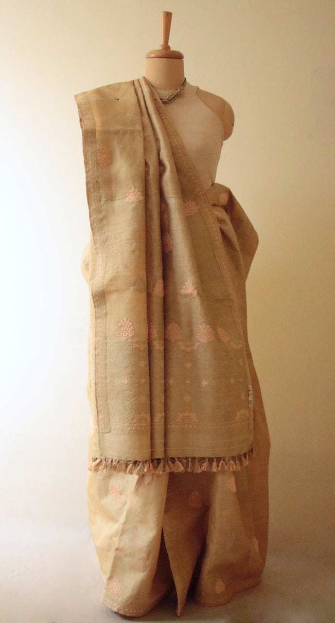 Handloom Authentic Muga Silk Sari from Assam , India