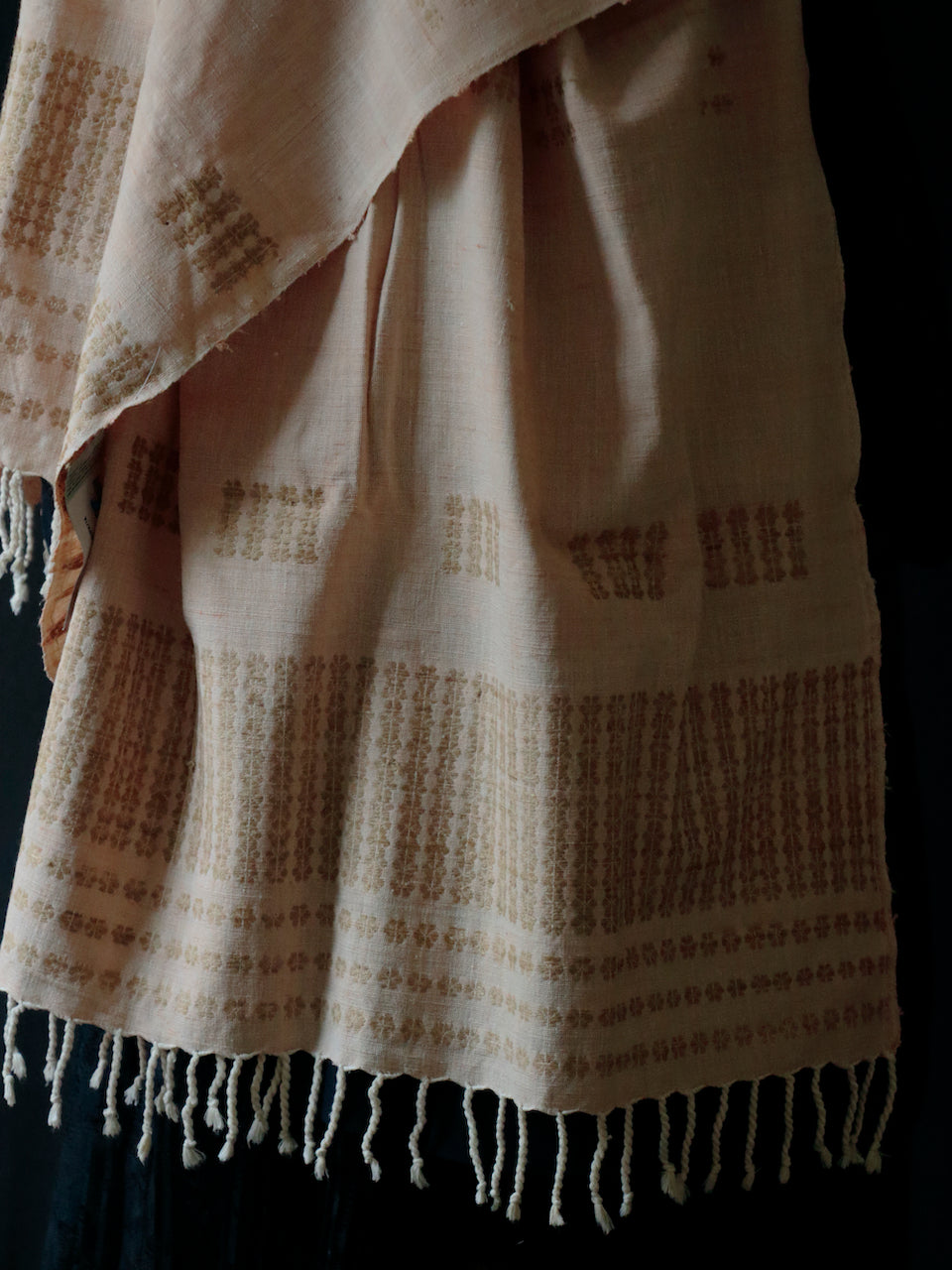 Light Peach Colour Natural Dyed Hand woven Eri Silk Shawl / Dupatta