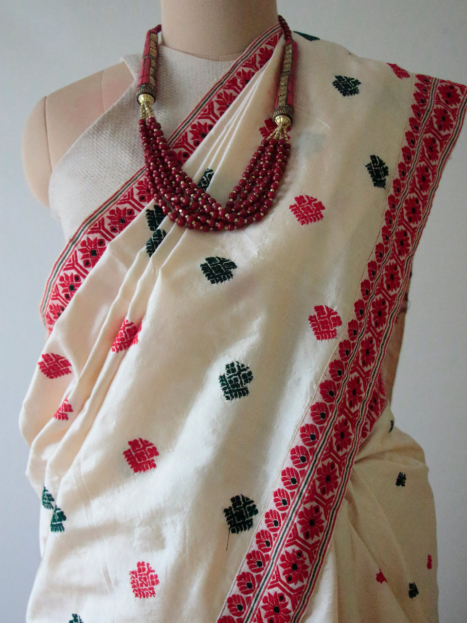Light Cream  Handloom Tassar by Mulberry silk Saree - Made to Order