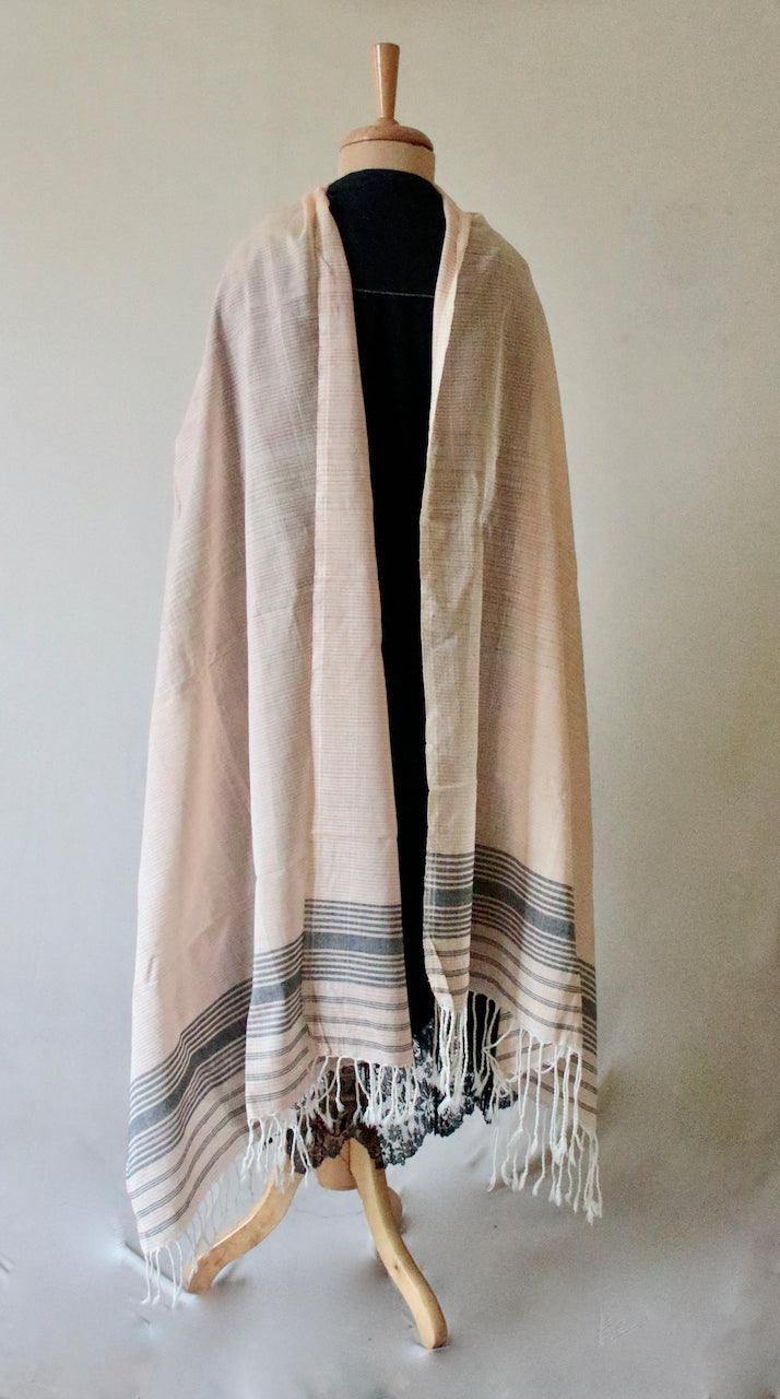 Natural Dyed Stripe Scarf / Dupatta in Handwoven Cotton