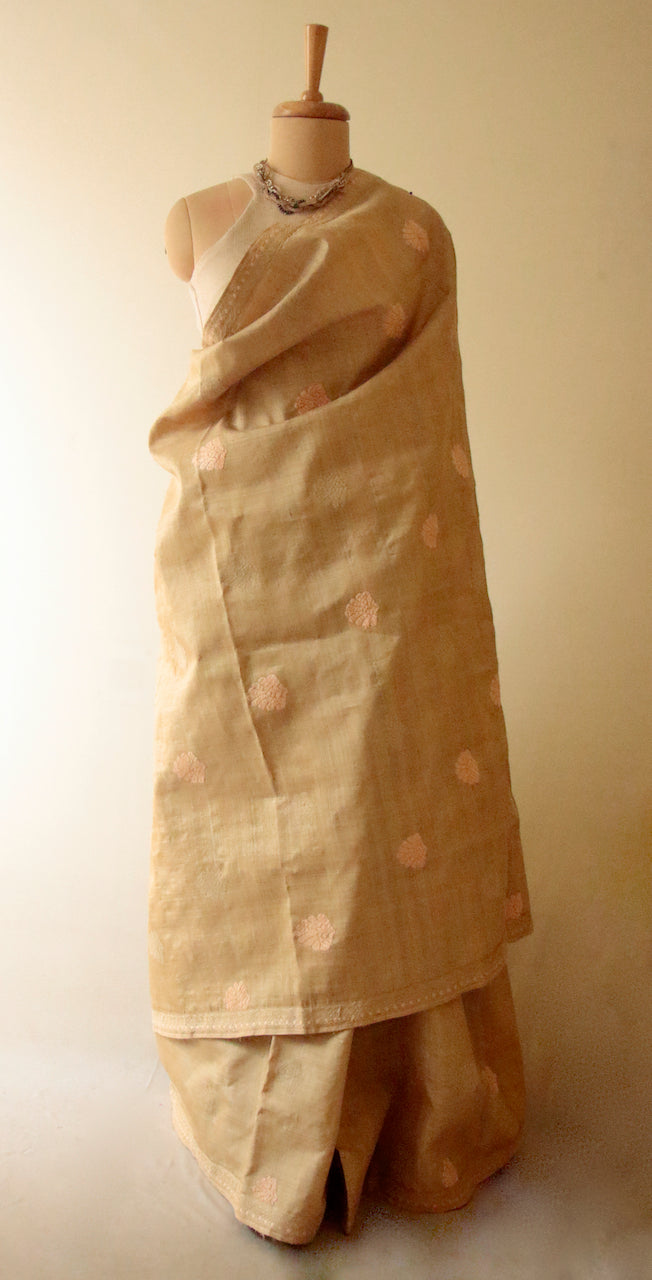 Handloom Authentic Muga Silk Sari from Assam , India