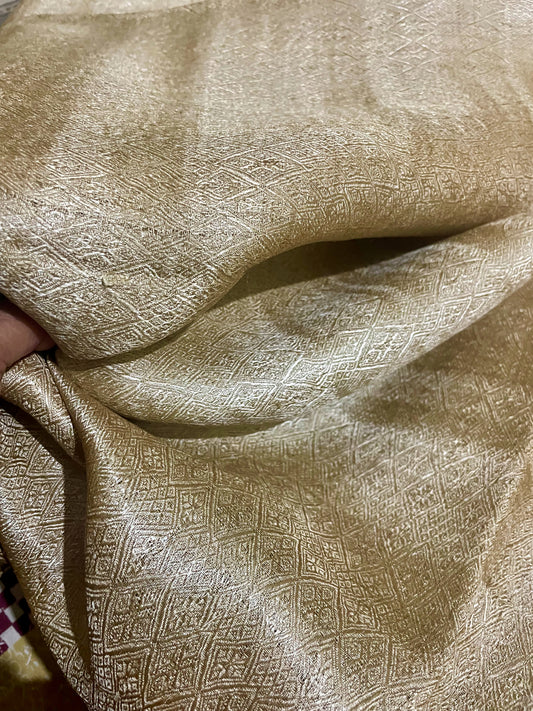 Luxurious Muga Silk Scarf / Stole with all over motifs from Assam