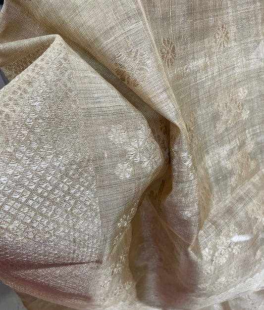 Authentic Muga Silk Saree with Muga Silk Motifs from Assam