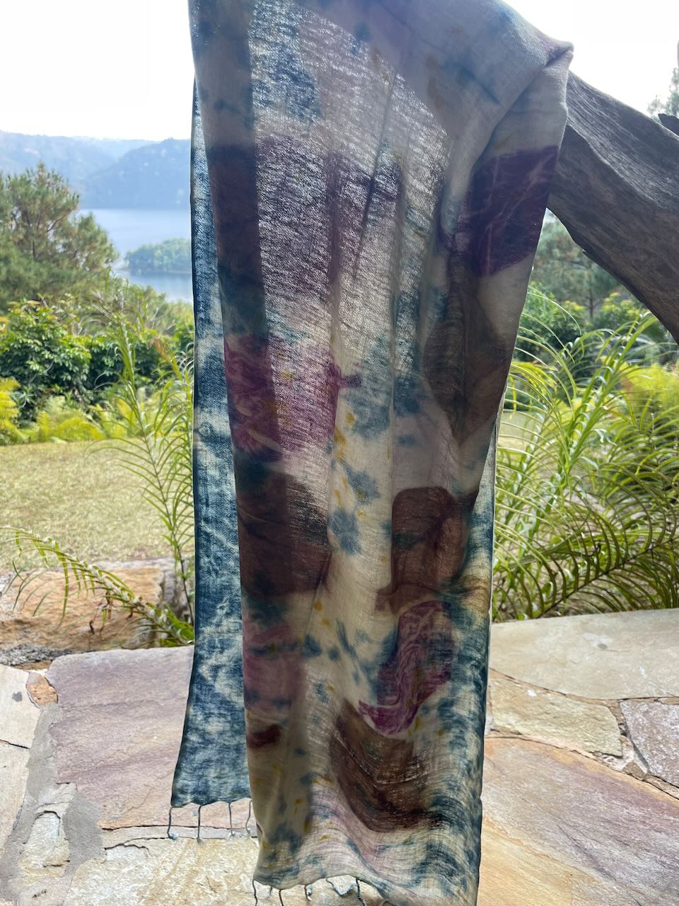 Eco Printed Handwoven Eri Silk Scarf / Muffler from Assam