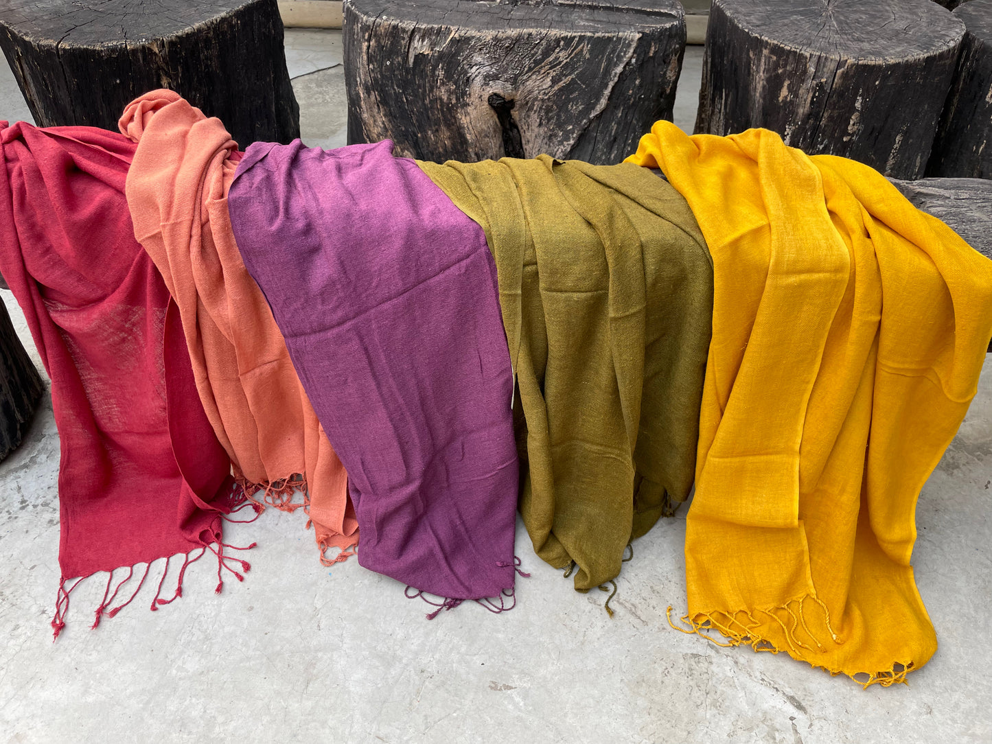 Natural Dyed Handwoven Eri Silk Scarfs / Stoles