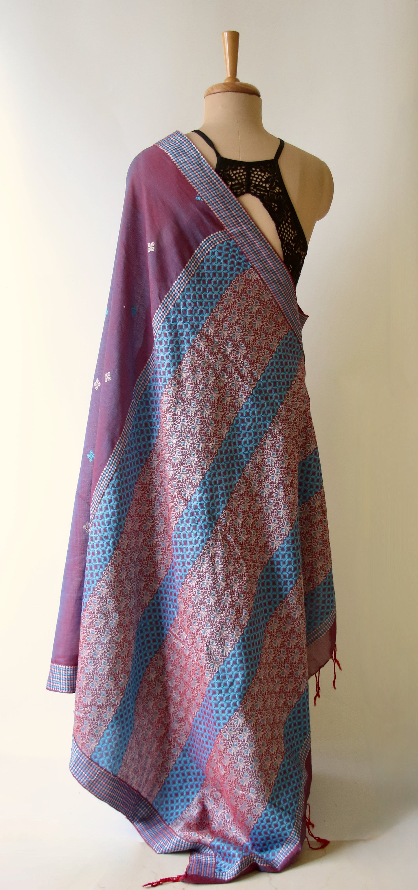 Two Tone Purple Handloom Cotton Saree from Assam
