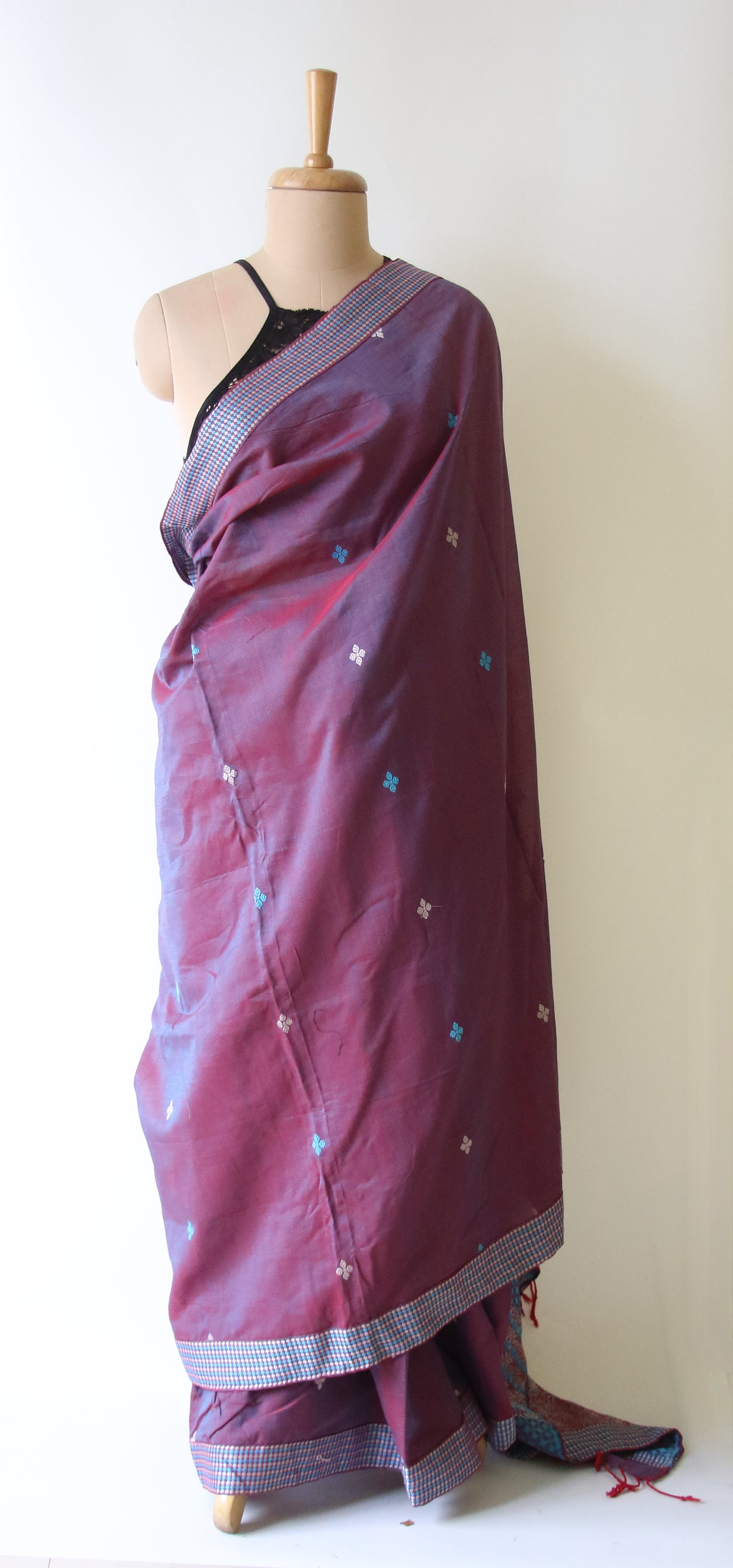 Two Tone Purple Handloom Cotton Saree from Assam