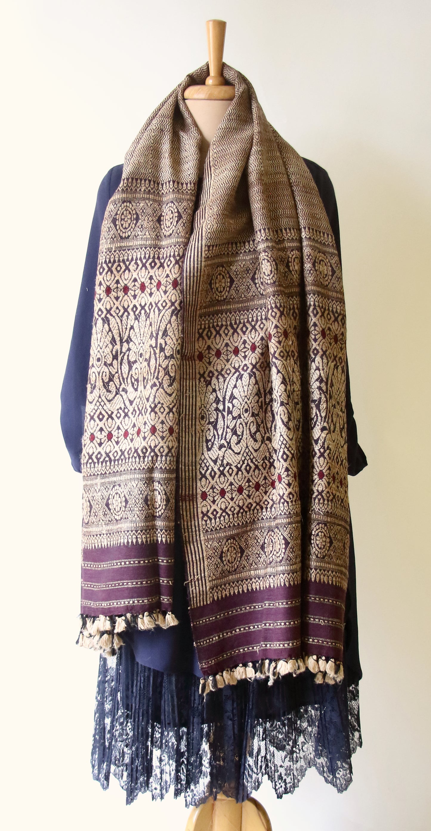 Deep Maroon Natural Dyed Eri Silk Handwoven Shawl from Assam