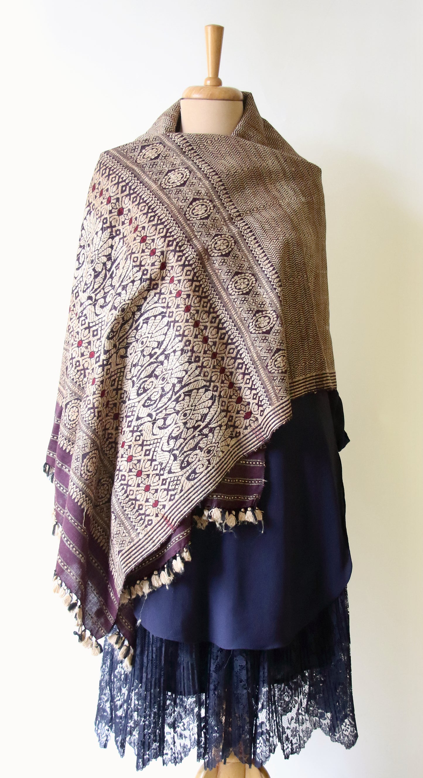 Deep Maroon Natural Dyed Eri Silk Handwoven Shawl from Assam