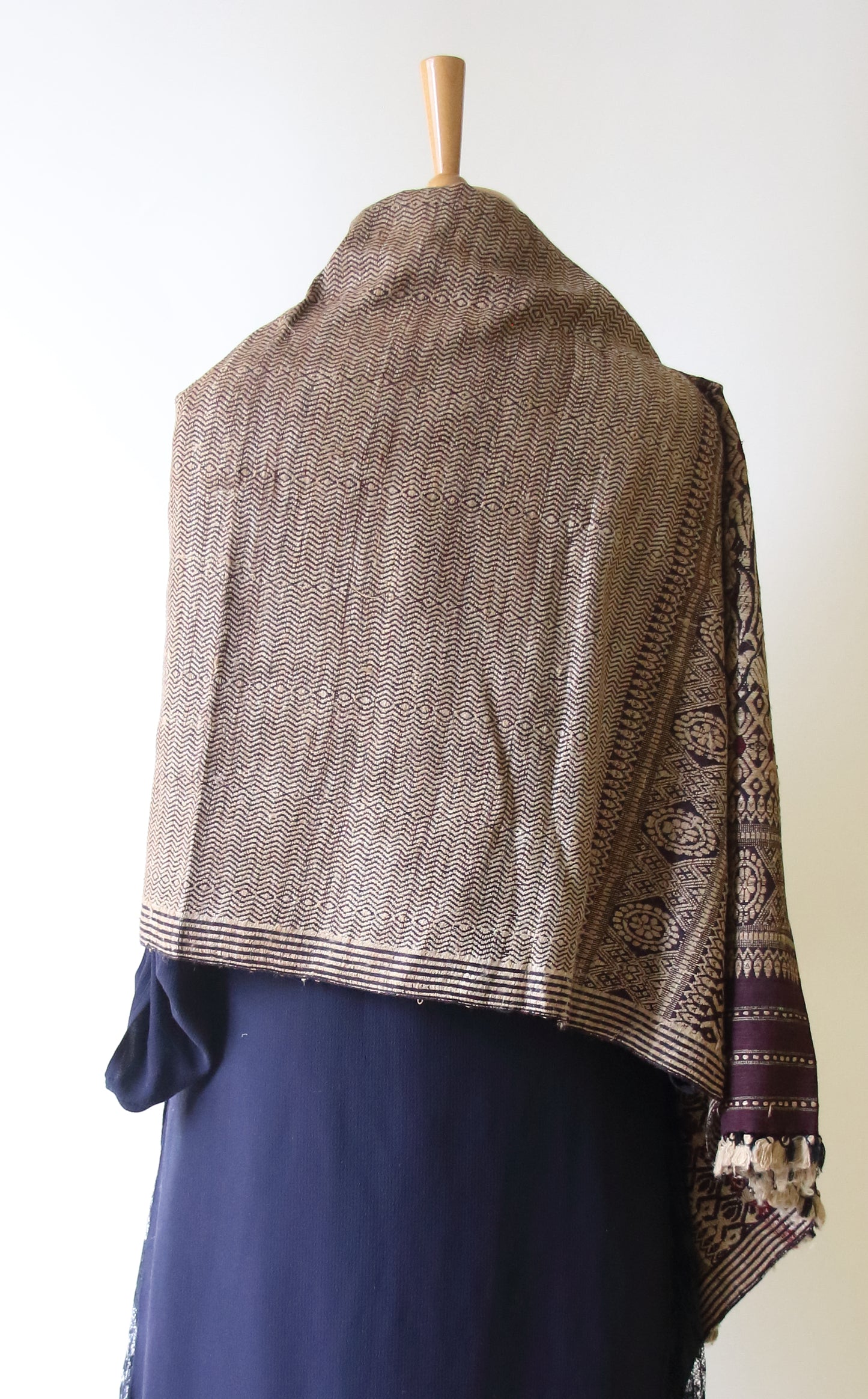 Deep Maroon Natural Dyed Eri Silk Handwoven Shawl from Assam
